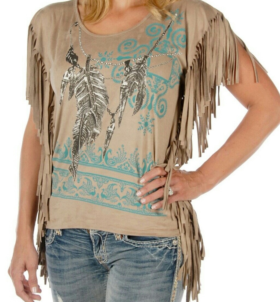 SOLDLiberty Wear Hipster Feather Fringe Top